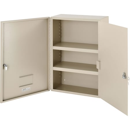 Global Industrial Medium Narcotics Cabinet, Double Door & Door Lock, 16W x 8D x 24H, Beige 436951